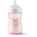 Philips-Avent Biberon Philips Avent Natural Response SCY903/11, 260 ml, tetina care functioneaza ca sanul mamei, cu debit 3, tetina fara scurgeri, +1 luni, fara BPA, usor de curatat, roz