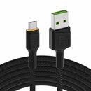 Cable USB - Micro USB Green Cell GC Ray 200cm, orange LED, with Ultra Charge, QC3.0