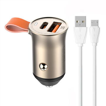 LDNIO C509Q USB, USB-C 30W Car charger + MicroUSB cable Cable