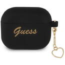 Husa Guess GUA3LSCHSK AirPods 3 cover black/black Silicone Charm Heart Collection