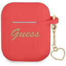 Husa Guess GUA2LSCHSR AirPods cover red/red Silicone Charm Heart Collection