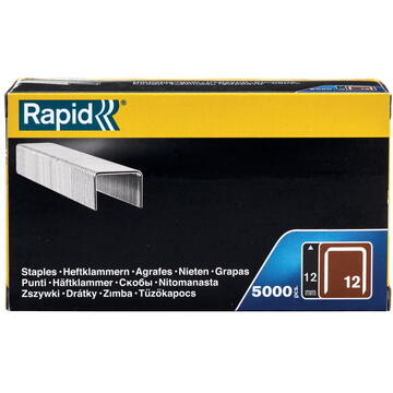 Rapid 40100520, set de 5000 de capse cu fir plat No. 12, 12 mm