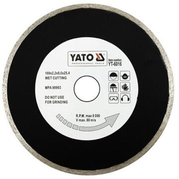 Yato Disc diamanatat pentru ceramica / sticla 180 x 2.2 x 8.0 x 25.4 mm YT-6016