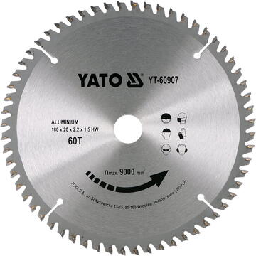 Yato Piła tarczowa do aluminium 180x52x20mm YT-60907