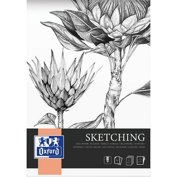 Articole pentru scoala Bloc de desen OXFORD Sketching, A3, 50 file - 120g/mp, coperta carton - design flori