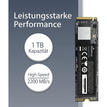 SSD MediaRange MR1033 1TB, SSD (black, PCie 3.1 x4 (20Gb/s), NVMe, M.2 2280, internal)