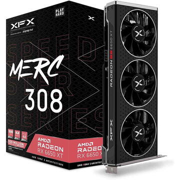 Placa video XFX Radeon RX 6650 XT Speedster MERC 308 BLACK GAMING, graphics card (RDNA 2, GDDR6, 3x DisplayPort, 1x HDMI 2.1)