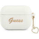 Husa Guess GUAPLSCHSH AirPods Pro cover white/white Silicone Charm Heart Collection