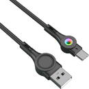 Foneng X59 USB to USB-C cable, LED, 3A, 1m (black)
