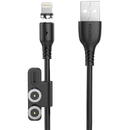Foneng X62 Magnetic 3in1 USB to USB-C / Lightning / Micro USB Cable, 2.4A, 1m (Black)