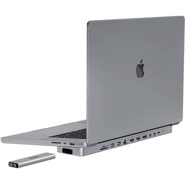 USB-C docking station / Hub for MacBook Pro 16" INVZI MagHub 12in2 with SSD tray (gray)