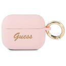 Husa Guess GUAPSSSI AirPods Pro cover pink/pink Silicone Vintage Script