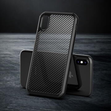 Husa Husa pentru iPhone XR - Techsuit Carbon Fuse - Black