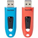 Memorie USB SanDisk Ultra, USB 3.0,  64 GBx2 buc, Albastru/Rosu