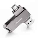 Memorie USB Stick de Memorie USB, Type-C 64GB - USAMS (US-ZB200) - Iron Gray