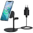 Incarcator de retea Wireless charger Choetech with stand 3in1 (black)