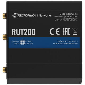 Router wireless Teltonika RUT200 | Industrial LTE Router | 4G/LTE Cat.4, 2x LAN 100Mb/s WiFi 2,4GHz, RMS