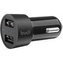 LED car charger Budi, 2x USB, 3.4A (black)