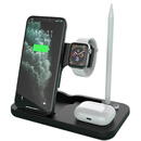 Incarcator de retea Statie de Incarcare pentru iPhone, AirPods, Apple Watch, Apple Pencil - Techsuit (D22) - Black