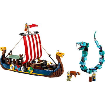 LEGO Creator 3 in 1 - Corabia vikinga si sarpele din Midgard 31132, 1192 piese