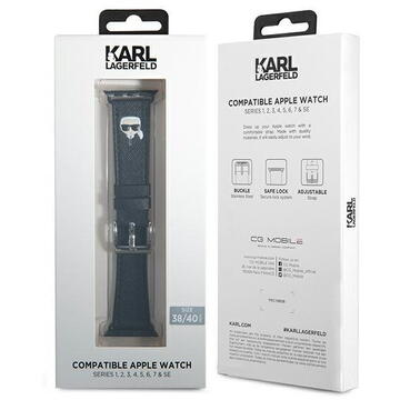 Husa Husa de protectie Karl Lagerfeld Karl Head PU pentru Apple Watch 38/40mm, KLAWMOKHK, Negru