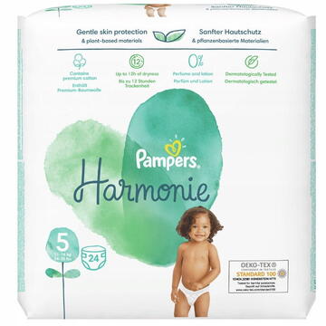 Pampers Harmonie Diapers 11-16kg, size 5-JUNIOR, 24pcs