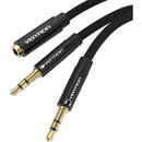 Accesorii Audio Hi-Fi Cable mini jack 3.5 mm (female) to 2x mini jack 3.5 mm (male) Vention BBLBAB 0.6m (black)