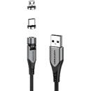2in1 magnetic cable USB to USB-C/Micro-B USB Vention CQXHG 1.5m (Grey)