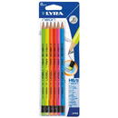Articole pentru scoala Creion grafit HB cu radiera 6 buc/set, culori neon, LYRA