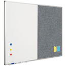 Smit Visual Supplies Tabla combi (whiteboard / textil Camira gri inchis ) 90 x 120 cm, profil aluminiu SL, SMIT