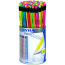Articole pentru scoala Creion grafit LYRA Neon - HB, cu radiera, 96 buc/tub, culori neon