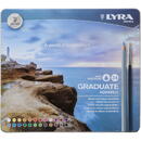 Articole pentru scoala Creioane colorate LYRA Graduate Aquarell, 24 culori+pensula/cutie metalica