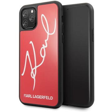 Husa Karl Lagerfeld Husa Signature Glitter iPhone 11 Pro Rosu