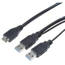 Cablu transfer date LogiLink CU0072, 2xUSB 3.0 tata, Micro USB 3.0 B, 1m, Negru