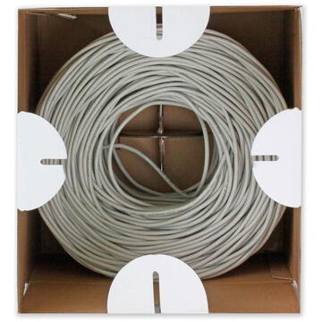 TECHLY Installation cable twisted pair U/UTP Cat5e 4x2 stranded 100% copper 305m gray
