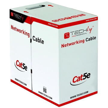 TECHLY Installation cable twisted pair UTP Cat5e 4x2 wire 100% copper 305m gray