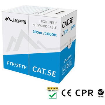 LANBERG Cable SFTP cat.5e 305m wire CU LCS5-11CU-0305-S grey