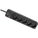 Prelungitor Tracer 46975 PowerGuard 1.8m Black (5 Outlets)
