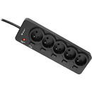Prelungitor Tracer 46976 PowerGuard 1.8m Black (5 Outlets)