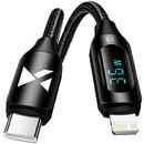 USB-C cable - Lightning Wozinsky WUCLC1 with LED display 36W 1m - black