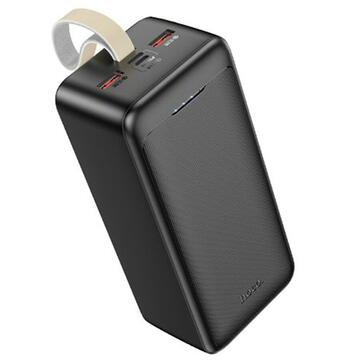 Baterie externa Hoco - Power Bank Smart (J111C) - 2x USB, Type-C, Micro-USB, PD30W, with LED for Battery Check and Lanyard, 40000mAh - Black