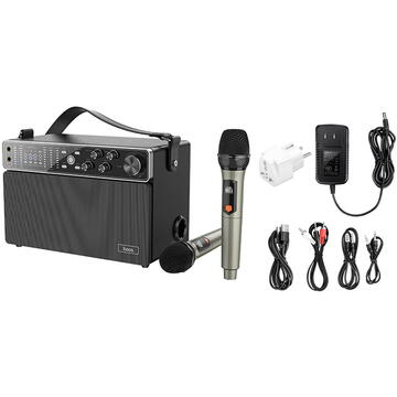 Boxa portabila Hoco - Wireless Speaker Chanter (BS50) - Bluetooth 5.0, TF Card, U Disk, AUX, with Double Mic, 120W, 4000mAh - Black