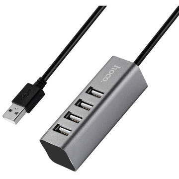 Hub USB la 4x USB 2.0, 480Mbps, 5V - Hoco (HB1) - Tarnish