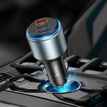 Incarcator Auto USB, 2x Type-C, Fast Charging, 95W - Hoco Galloper (NZ9) - Black