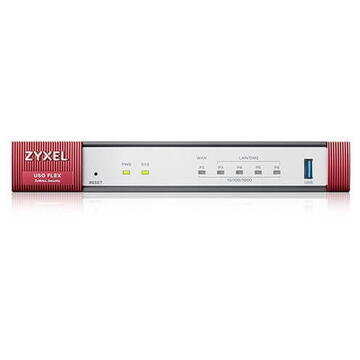 ZyXEL USGFLEX50-EU0101F | USG Flex 50 | UTM Firewall | Porturi 1 WAN, 4 LAN/DMZ, 1 WAN, 1 USB 3.0, 1 RJ45 | 320 Mbps SPI Firewall |90 Mbps VPN | 5 SSL VPN user  (Max 15 cu licenta) | WLAN  management 8 useri