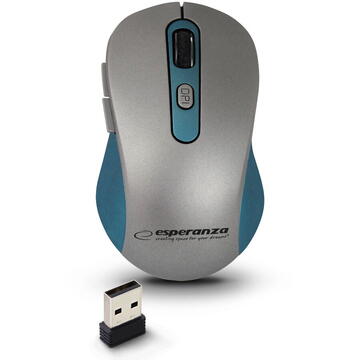 Mouse ESPERANZA WIRELESS 2.4GHZ OPTICAL MOUSE 6D USB ADARA BLUE