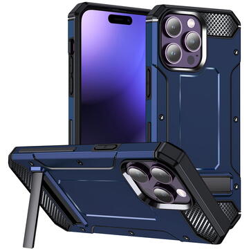 Husa Husa pentru iPhone 15 Pro - Techsuit Hybrid Armor Kickstand - Blue
