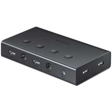 Switch KVM UGREEN KVM (Keyboard Video Mouse) switch 4 x 1 HDMI (female) 4 x USB (female) 4 x USB Type B (female) black (CM293)