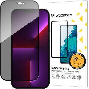 Wozinsky Privacy Glass with Anti Spy filter for iPhone 15 Pro - black