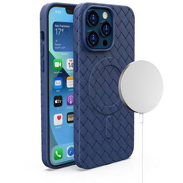 Husa Hurtel MagSafe Woven Case for iPhone 13 - navy blue